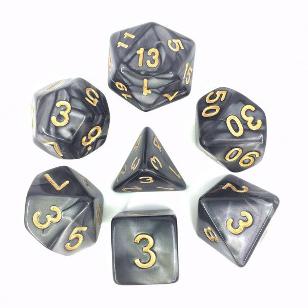 HD Dice Pearl Black with Gold 7ct Polyhedral Dice Set Dice Other