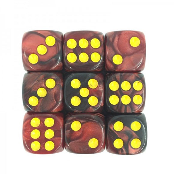 HD Dice Blend Color Dark Red - Black/Yellow 12mm D6 Set Home page Other   