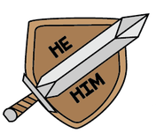 Sword & Shield Pronoun Pins: He/Him Clothing & Accessories Foam Brain Games