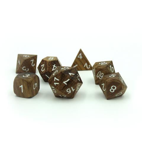 Wooden Zebrawood 7ct Polyhedral Dice Set Dice Foam Brain Games