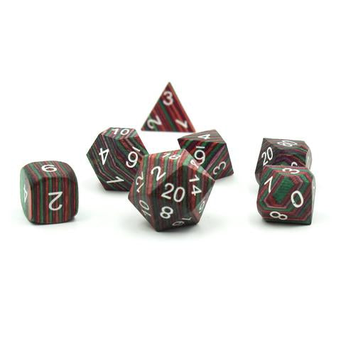 Wooden Rainbow Technical 7ct Polyhedral Dice Set Dice Foam Brain Games