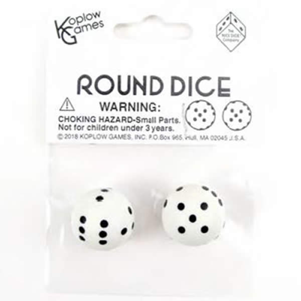 Koplow Round Dice Pair Opaque White  Koplow Games   