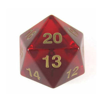 Koplow D20 55mm Spindown Ruby with Gold Dice Koplow Games