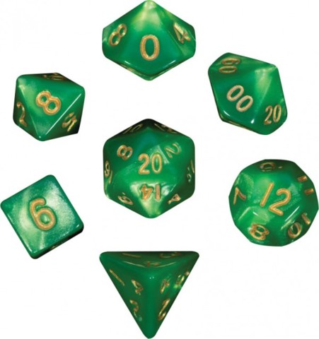 Metallic Dice Games Mini Green-Light Green/Gold 7ct Polyhedral Dice Set Dice FanRoll by Metallic Dice Games   