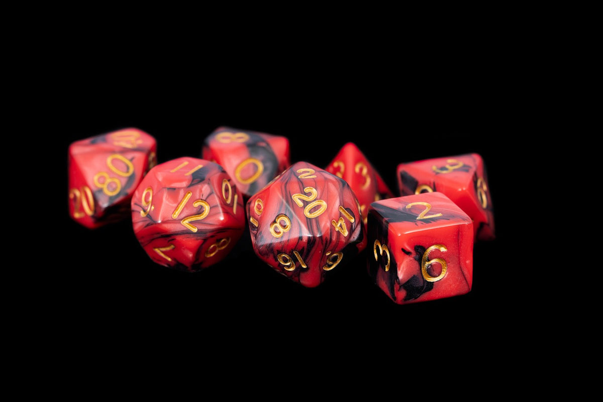Metallic Dice Games Red-Black/Gold 7ct Polyhedral Dice Set Dice FanRoll by Metallic Dice Games