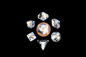 Metallic Dice Games Mini Marble/Gold 7ct Polyhedral Dice Set Home page FanRoll   