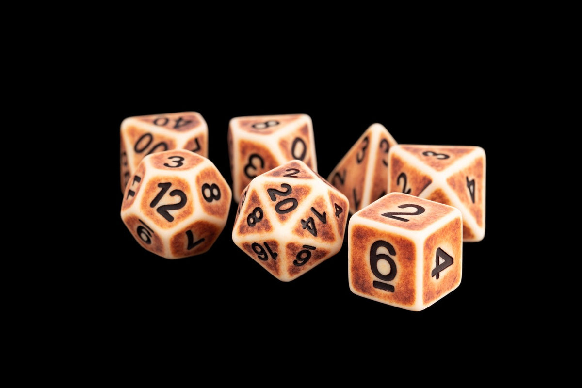 Metallic Dice Games Ancient Brown 7ct Polyhedral Dice Set Dice FanRoll by Metallic Dice Games   