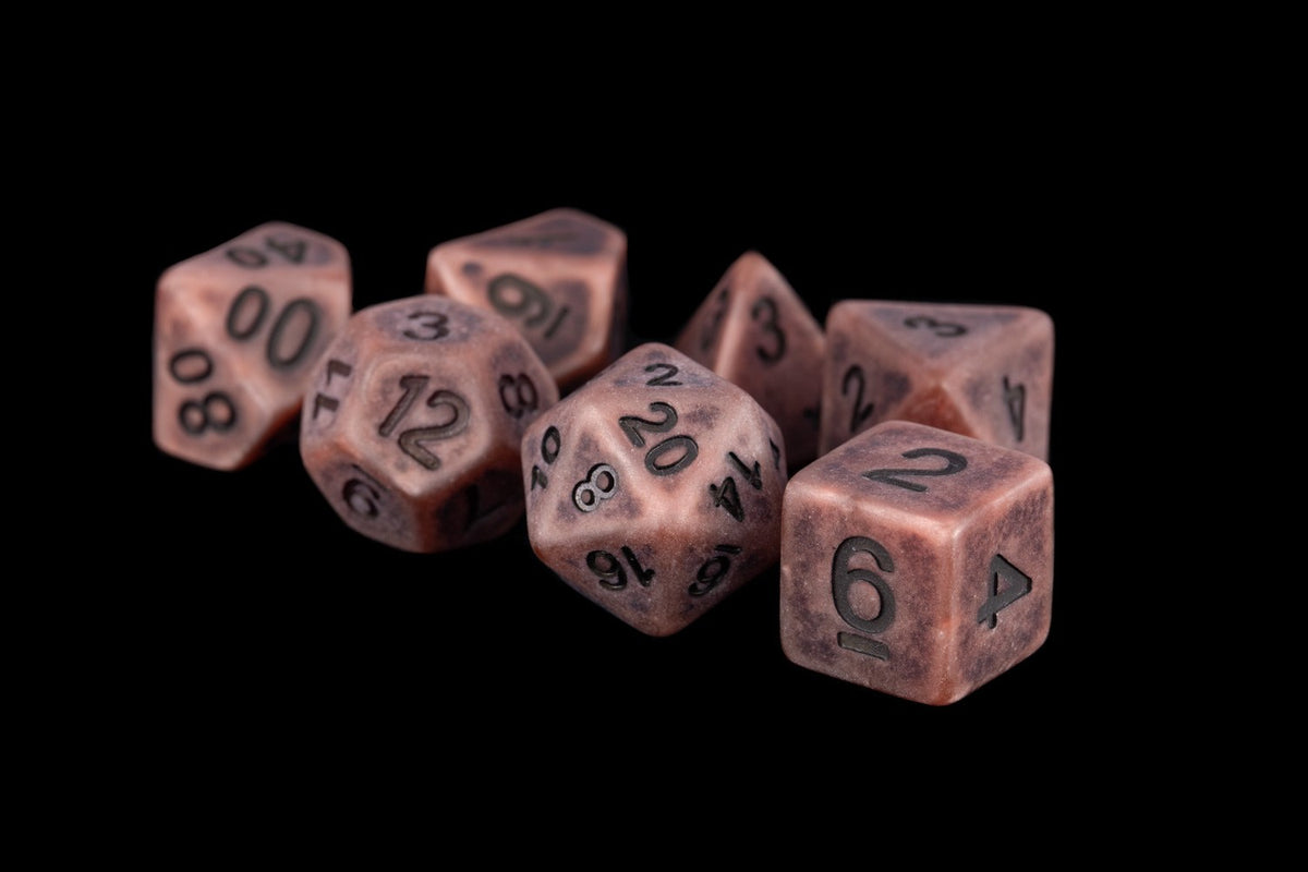 Metallic Dice Games Ancient Copper 7ct Polyhedral Dice Set Dice FanRoll by Metallic Dice Games   