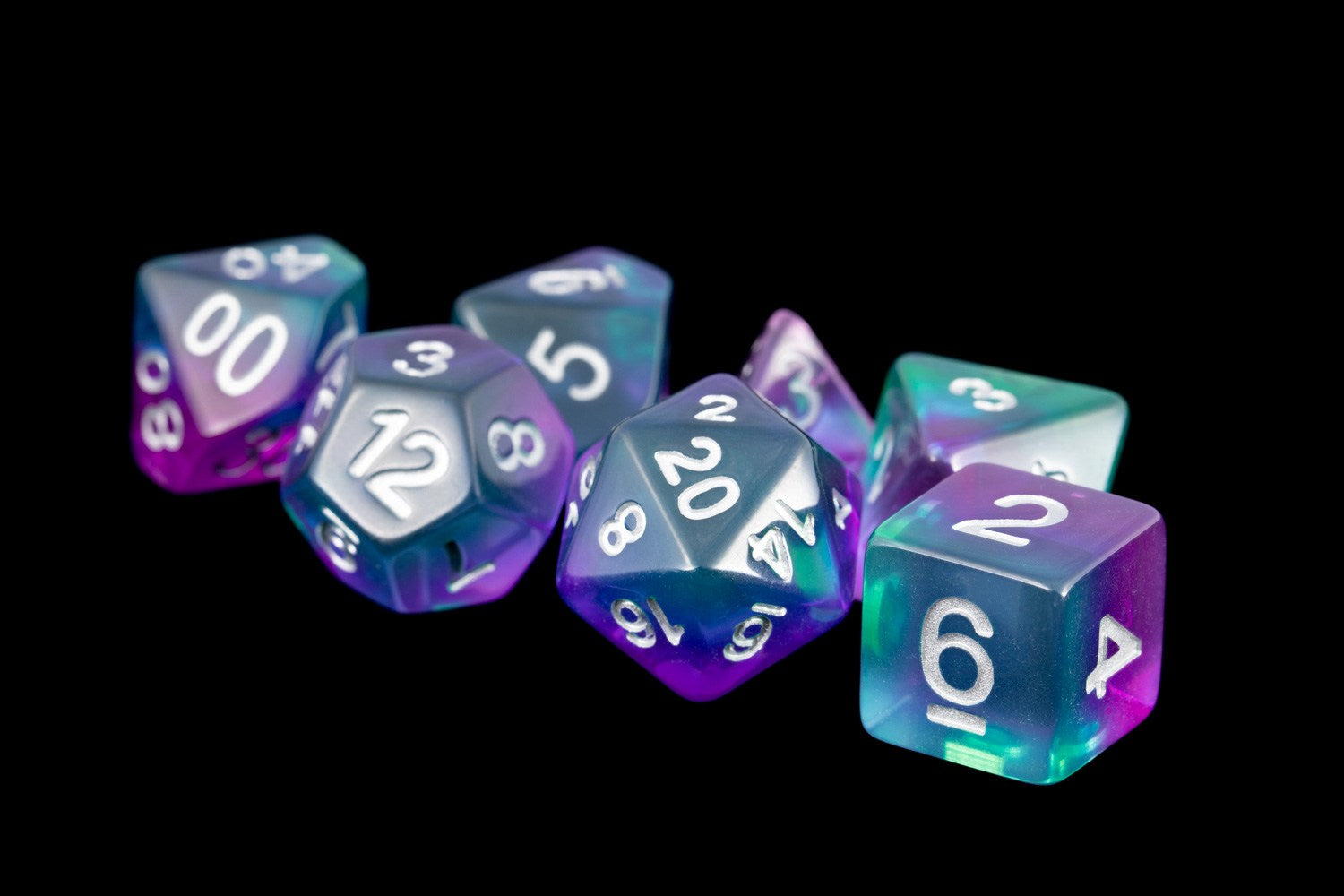 Metallic Dice Games Blue Aurora 7ct Polyhedral Dice Set Dice FanRoll by Metallic Dice Games   