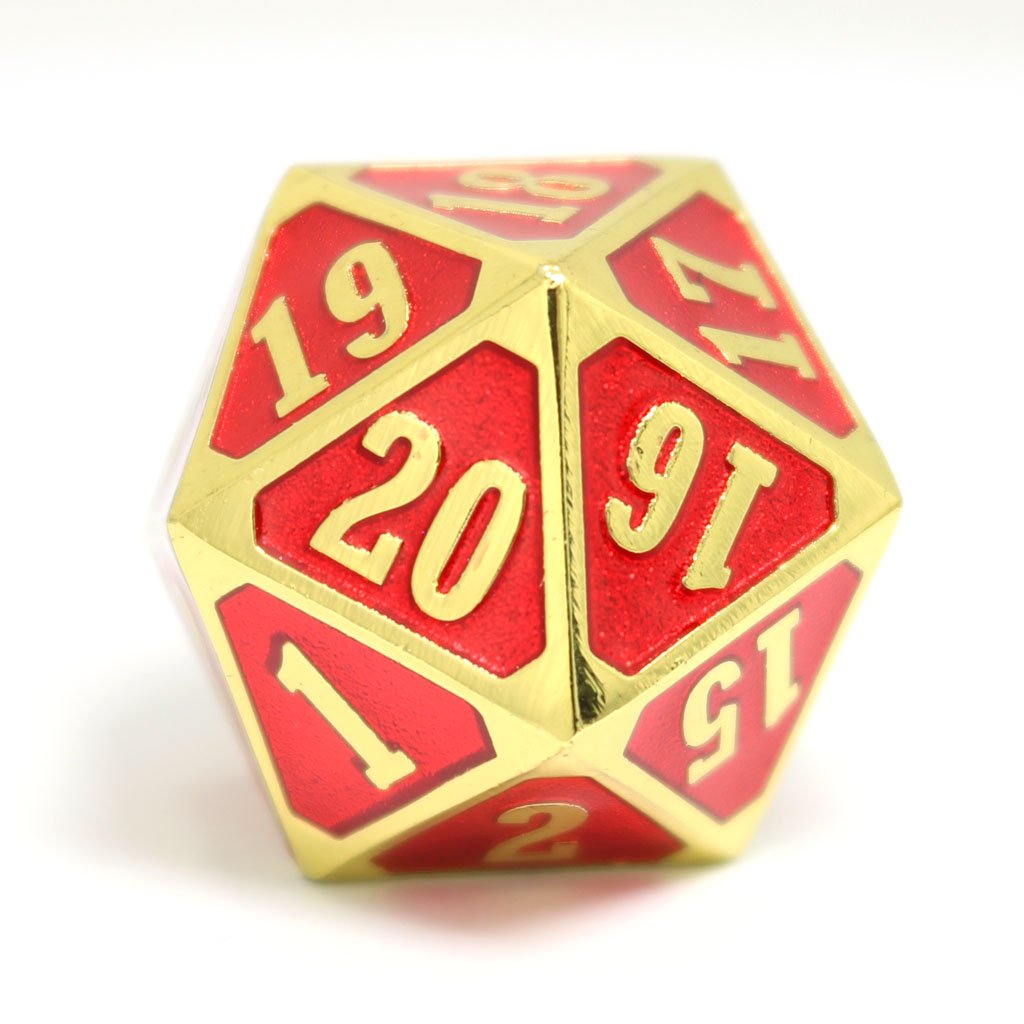 Die Hard Dice Metal Spindown D20 Brilliant Gold Ruby Dice Die Hard Dice