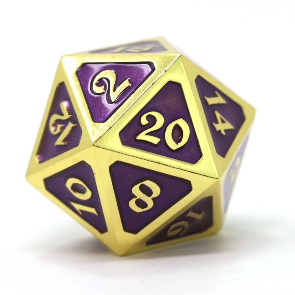 Die Hard Dice Metal Mythica Gold Amethyst Dire D20 Dice Die Hard Dice