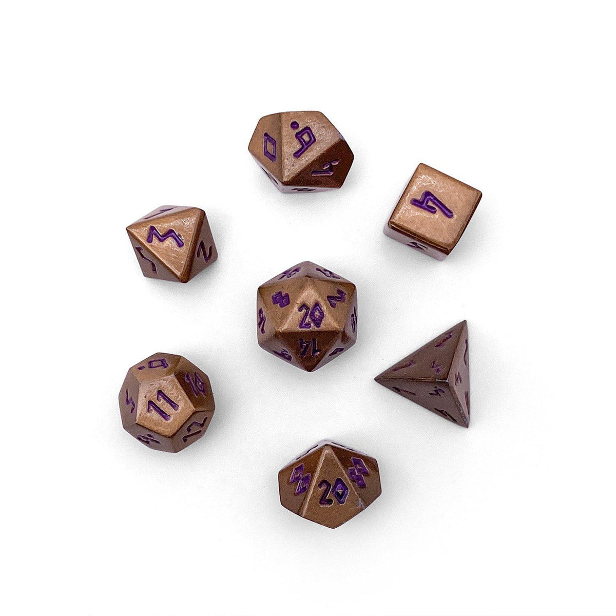 Pebble 10mm Alloy Mini Polyhedral Dice Set - Mystic Copper Dice Norse Foundry