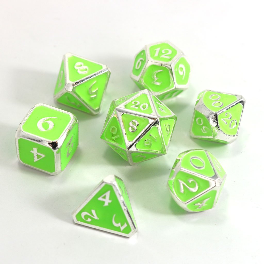 Die Hard Dice Metal AfterDark Neon Rave 7ct Polyhedral Set Dice Die Hard Dice