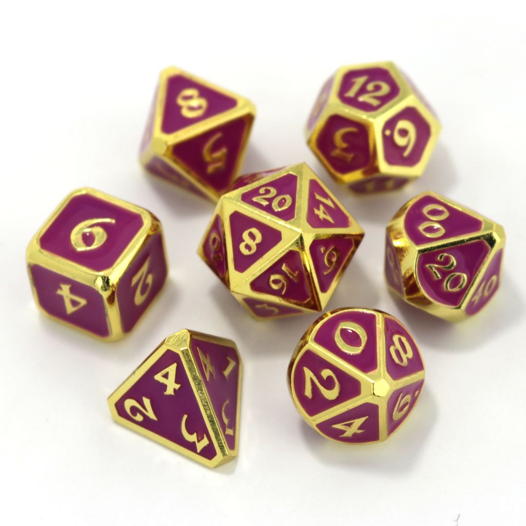 Die Hard Dice Metal AfterDark Neon Nightlife 7ct Polyhedral Set Dice Die Hard Dice