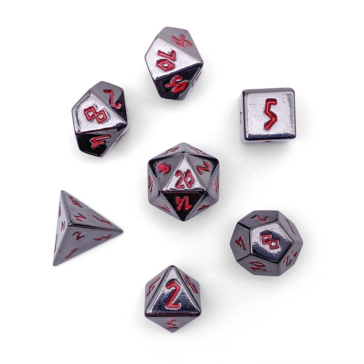 Pebble 10mm Alloy Mini Polyhedral Dice Set - Nightmare Black Dice Norse Foundry