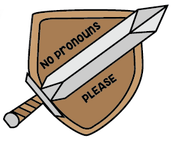 Sword & Shield Pronoun Pins: No Pronouns Please Clothing & Accessories Foam Brain Games