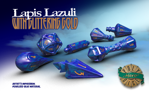 PolyHero Wizard Lapis Lazuli 7ct Dice Set Dice Other