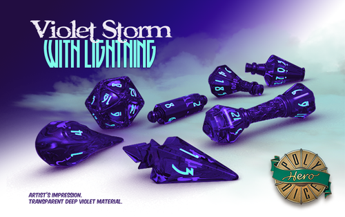PolyHero Wizard Violet Storm 7ct Dice Set Dice Other