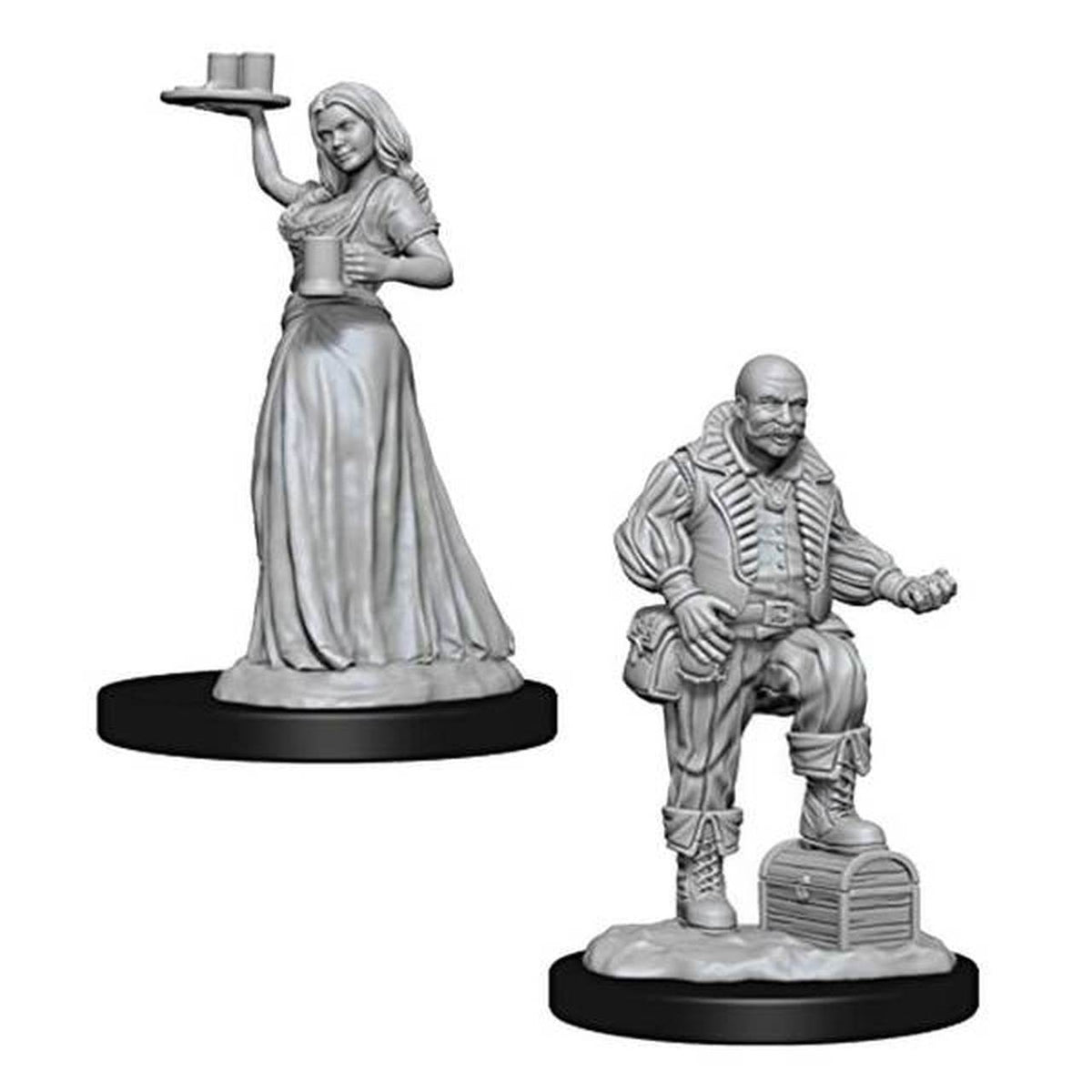 Pathfinder Deep Cuts Unpainted Miniatures: Merchants (Serving Girl & Merchant) Miniatures WizKids   