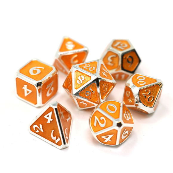 Die Hard Dice Metal Mythica Platinum Citrine 7ct Polyhedral Set Dice Die Hard Dice