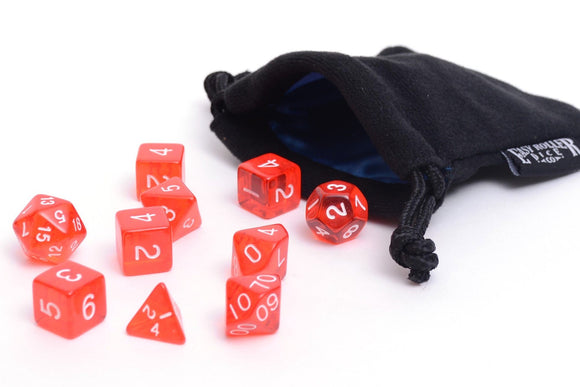 Easy Roller Red Translucent 10ct Polyhedral Set with Bag Home page Easy Roller Dice   