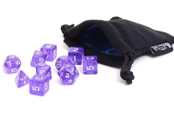 Easy Roller Purple Translucent 10ct Polyhedral Set with Bag Home page Easy Roller Dice   