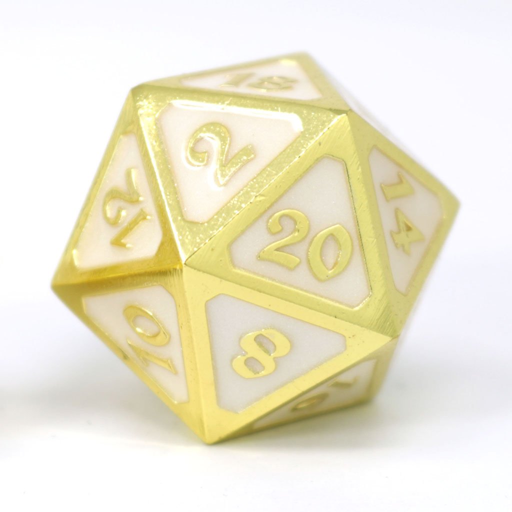 Die Hard Dice Metal Mythica Shiny Gold White Dire D20 Dice Die Hard Dice