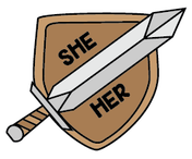 Sword & Shield Pronoun Pins: She/Her Clothing & Accessories Foam Brain Games