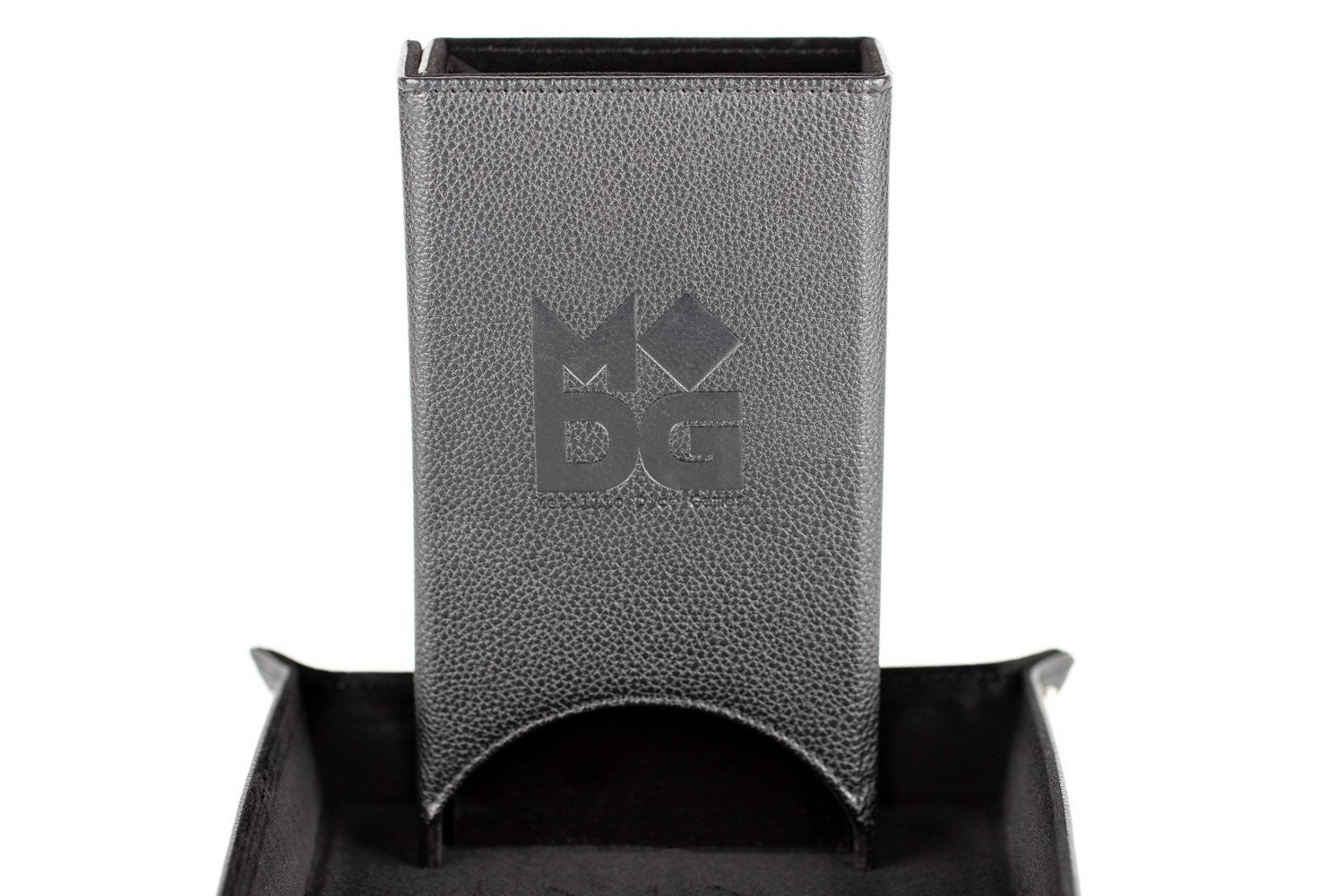Metallic Dice Games Black Leather Fold Up Dice Tower Supplies FanRoll by Metallic Dice Games   