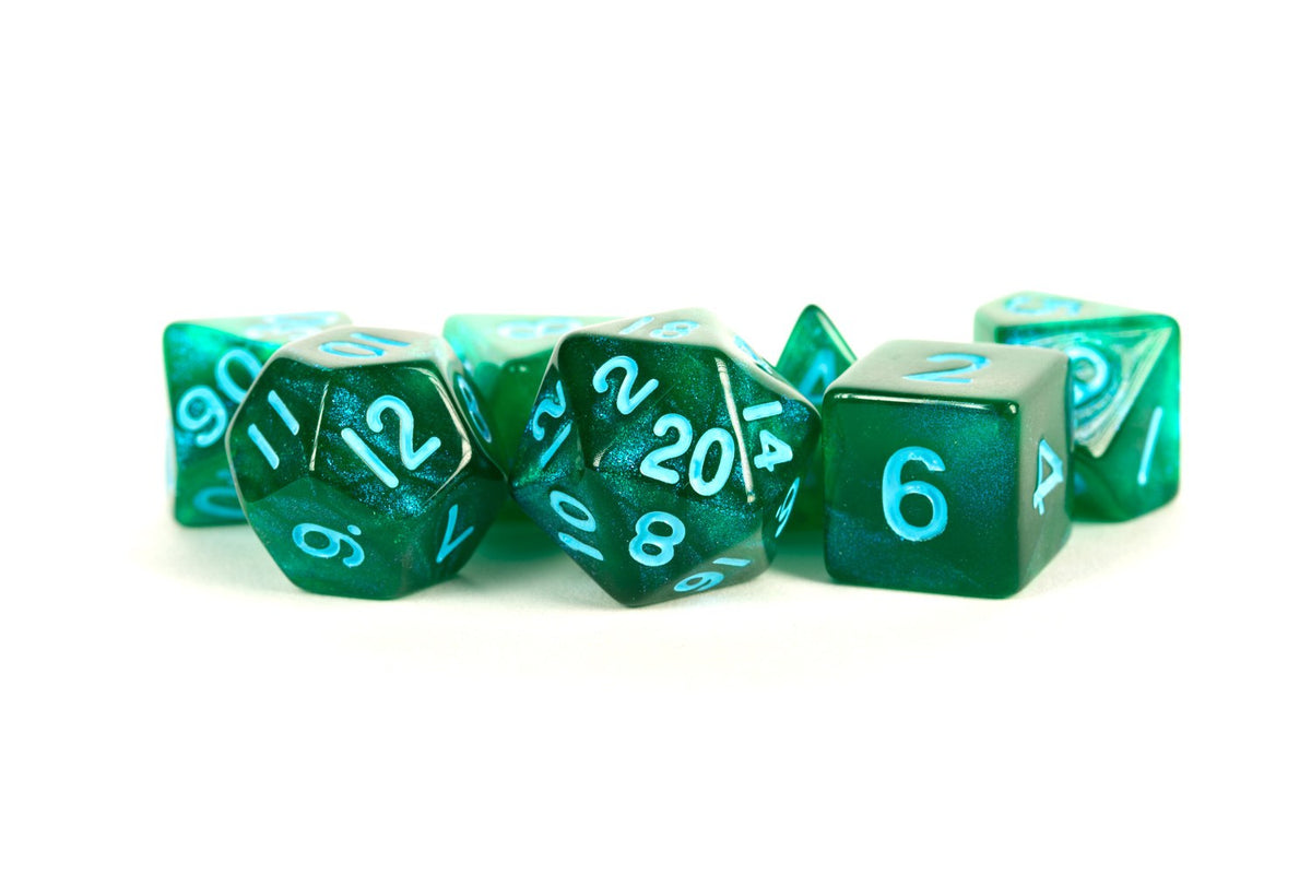 Metallic Dice Games Stardust Green/Blue 7ct Polyhedral Dice Set Dice FanRoll by Metallic Dice Games   