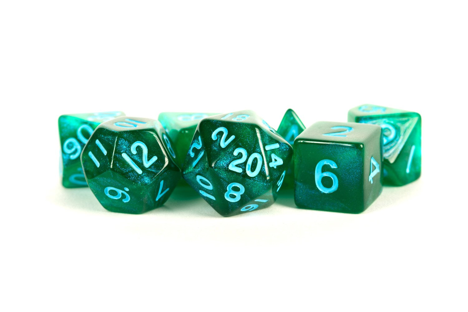Metallic Dice Games Stardust Green/Blue 7ct Polyhedral Dice Set Dice FanRoll by Metallic Dice Games   