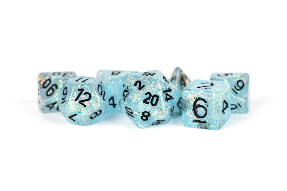 Metallic Dice Games Flash Blue/Black 7ct Polyhedral Dice Set Dice FanRoll by Metallic Dice Games   