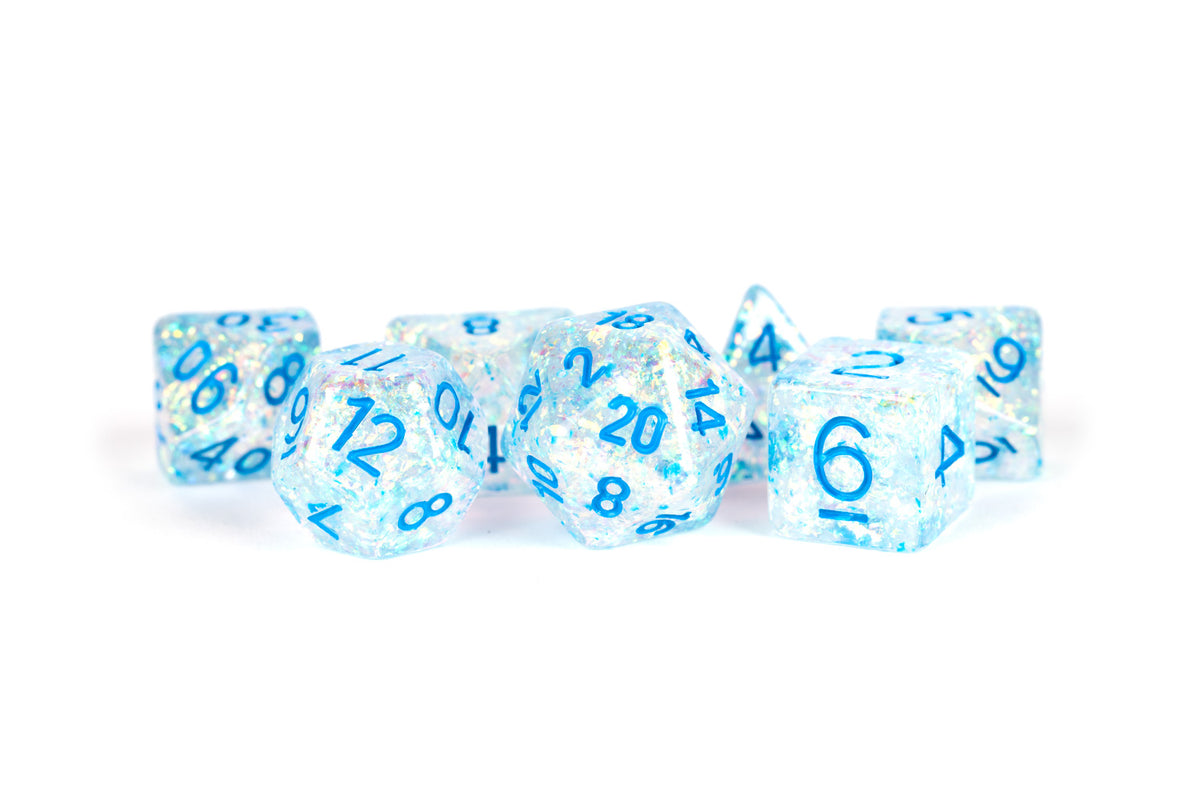 Metallic Dice Games Flash Clear Blue 7ct Polyhedral Dice Set Dice FanRoll by Metallic Dice Games