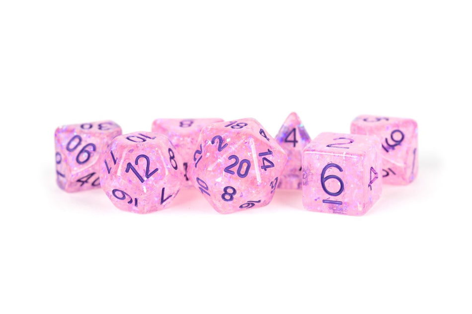 Metallic Dice Games Flash Pink/Purple 7ct Polyhedral Dice Set Dice FanRoll by Metallic Dice Games   