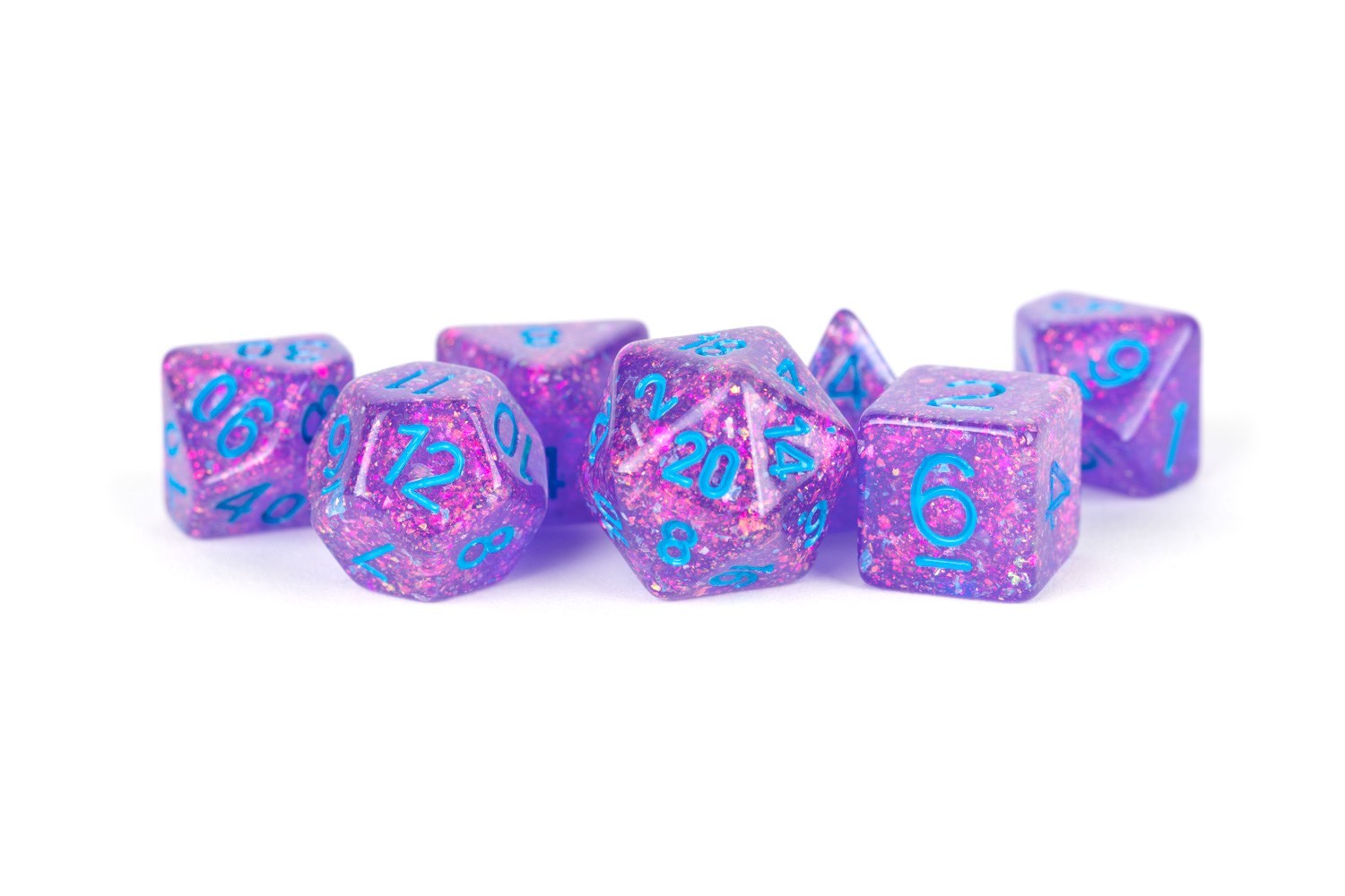 Metallic Dice Games Flash Purple/Blue 7ct Polyhedral Dice Set Dice FanRoll by Metallic Dice Games   