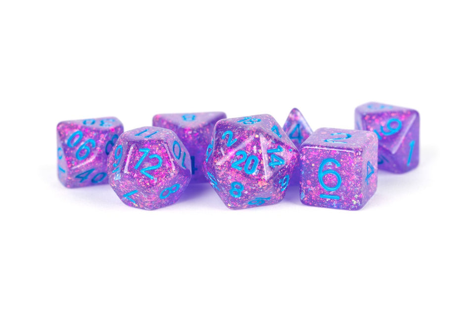 Metallic Dice Games Flash Purple/Blue 7ct Polyhedral Dice Set Dice FanRoll by Metallic Dice Games   