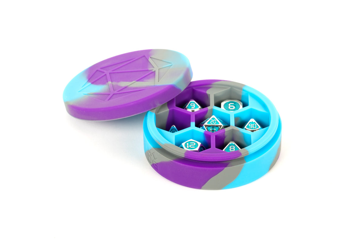 Silicone Round Dice Case - Purple/Grey/Light Blue Supplies FanRoll by Metallic Dice Games