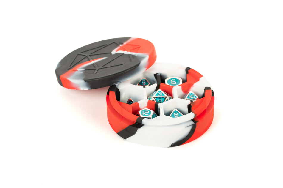 Silicone Round Dice Case - Red/Black/White Supplies FanRoll by Metallic Dice Games