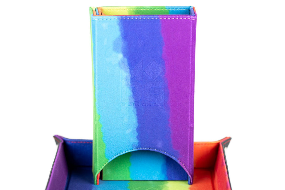 Metallic Dice Games Rainbow Velvet Fold Up Dice Tower Supplies FanRoll by Metallic Dice Games