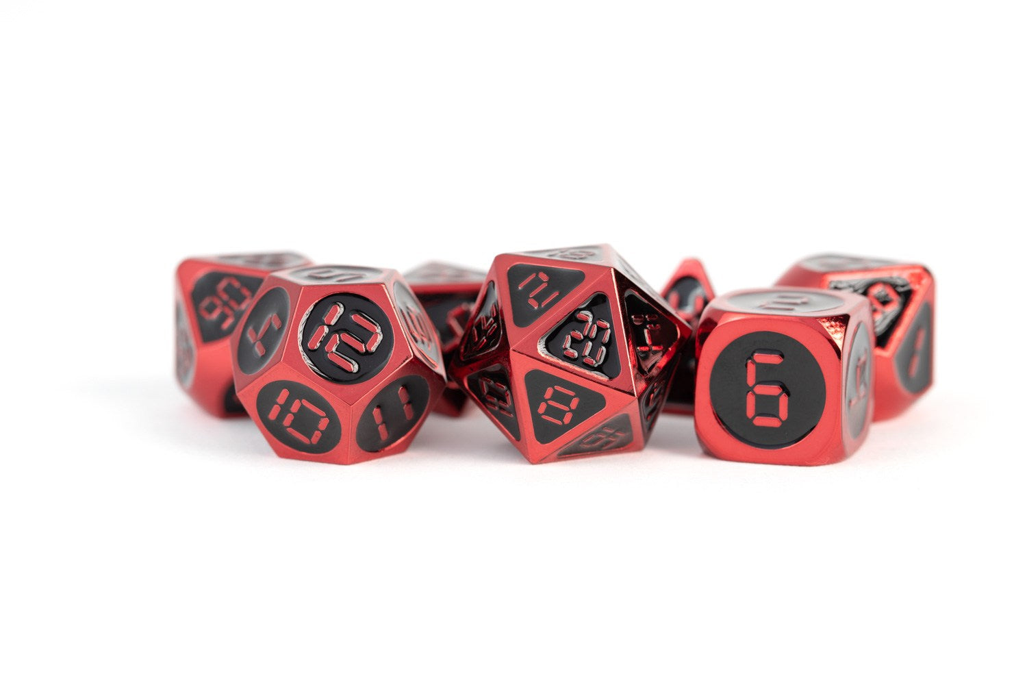 Metallic Dice Games Metal Red with Black Enamel Digital 7ct Polyhedral Dice Set Dice FanRoll by Metallic Dice Games   