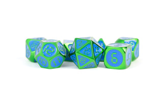 Metallic Dice Games Metal Green with Blue Enamel Digital 7ct Polyhedral Dice Set Home page Other   