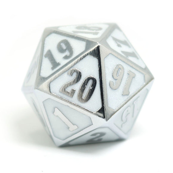 Die Hard Dice Metal Spindown D20 Shiny Silver White Home page Other   