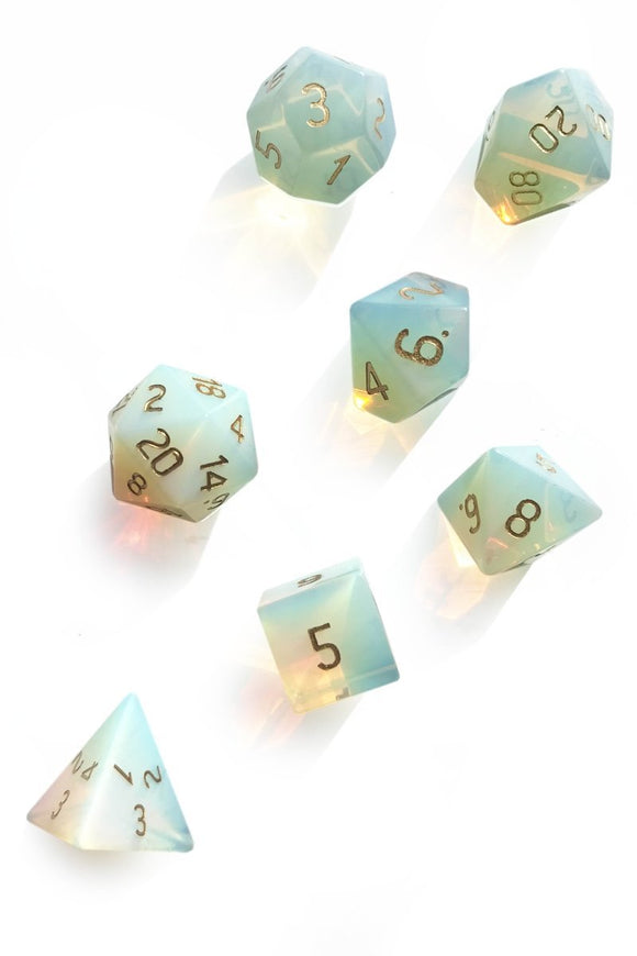 Opalite Semi-Precious Gemstone 7ct Polyhedral Dice Set Home page Norse Foundry   