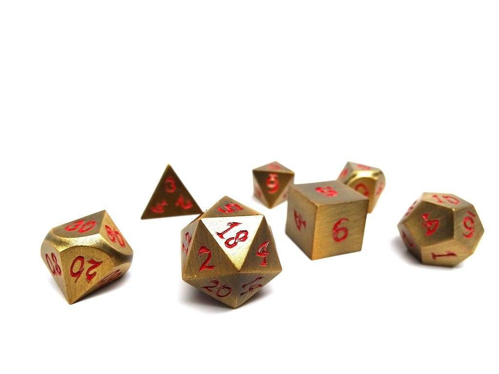 Easy Roller Metal Dice of Ancient Dragons Gold/Red 7ct Polyhedral Set Dice Easy Roller Dice
