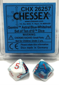 Chessex Gemini Astral Blue-White/Red 10ct D10 Set (26257) Home page Other   