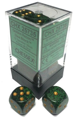 Chessex 16mm Speckled Golden Recon 12ct D6 Set (25735) Dice Chessex   
