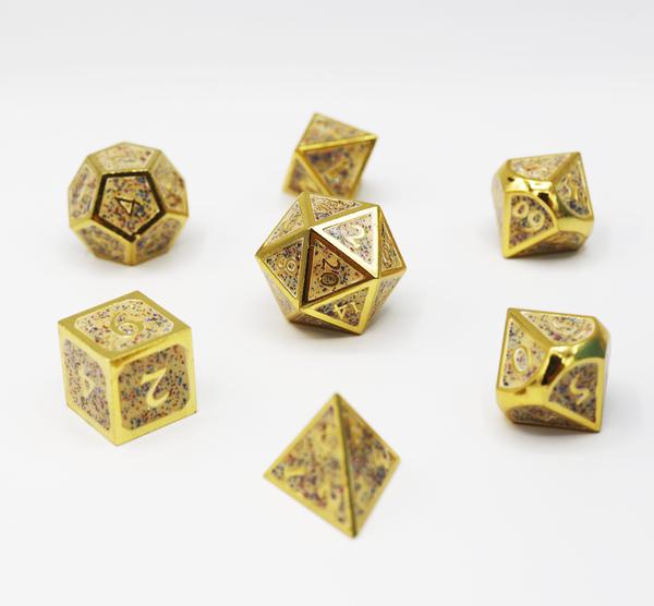 Gold Vanilla Cupcake 7ct Metal Polyhedral Dice Set Dice Other