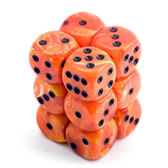 Chessex 16mm Vortex Orange/Black 12ct D6 Set (27633) Dice Chessex   