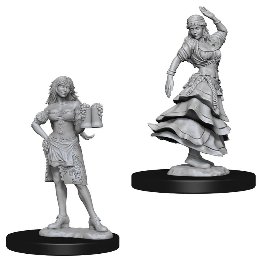 Pathfinder Deep Cuts Unpainted Miniatures: Bartender & Dancing Girl Miniatures WizKids   