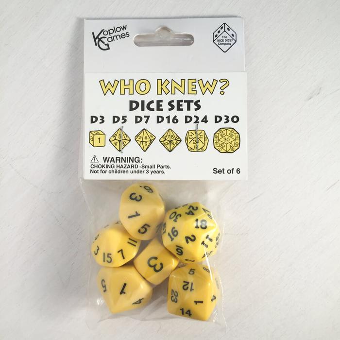 Koplow Who Knew? Dice Set Yellow Dice Koplow Games